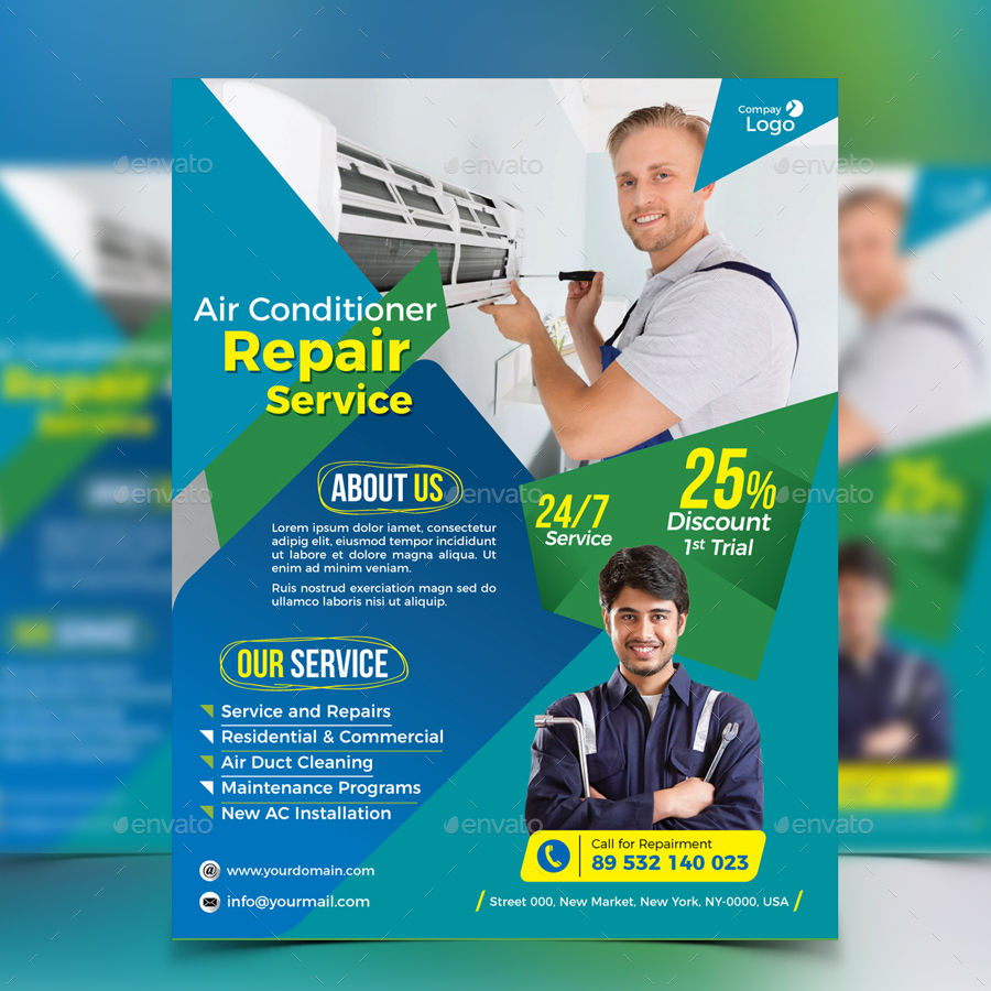 Air Conditioner Repair Flyer Print Templates GraphicRiver